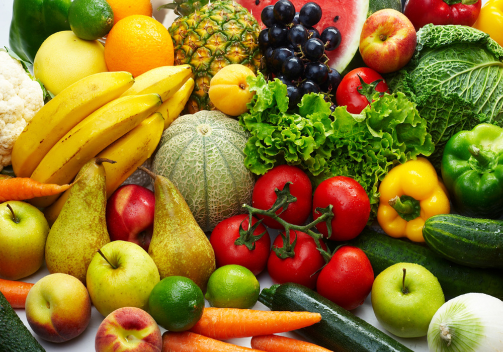 Group of different fruit and vegetables